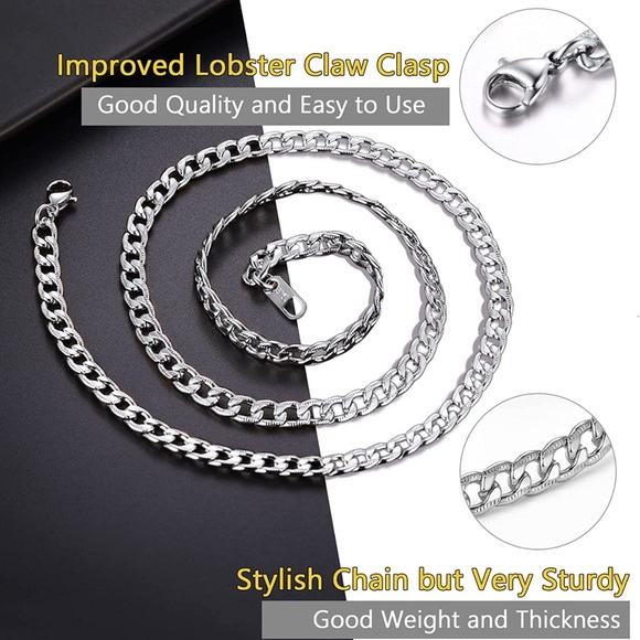 PROSTEEL 5MM Curb Cuban Chain Necklace 22" 316L Stainless Steel streetware - Picture 6 of 8